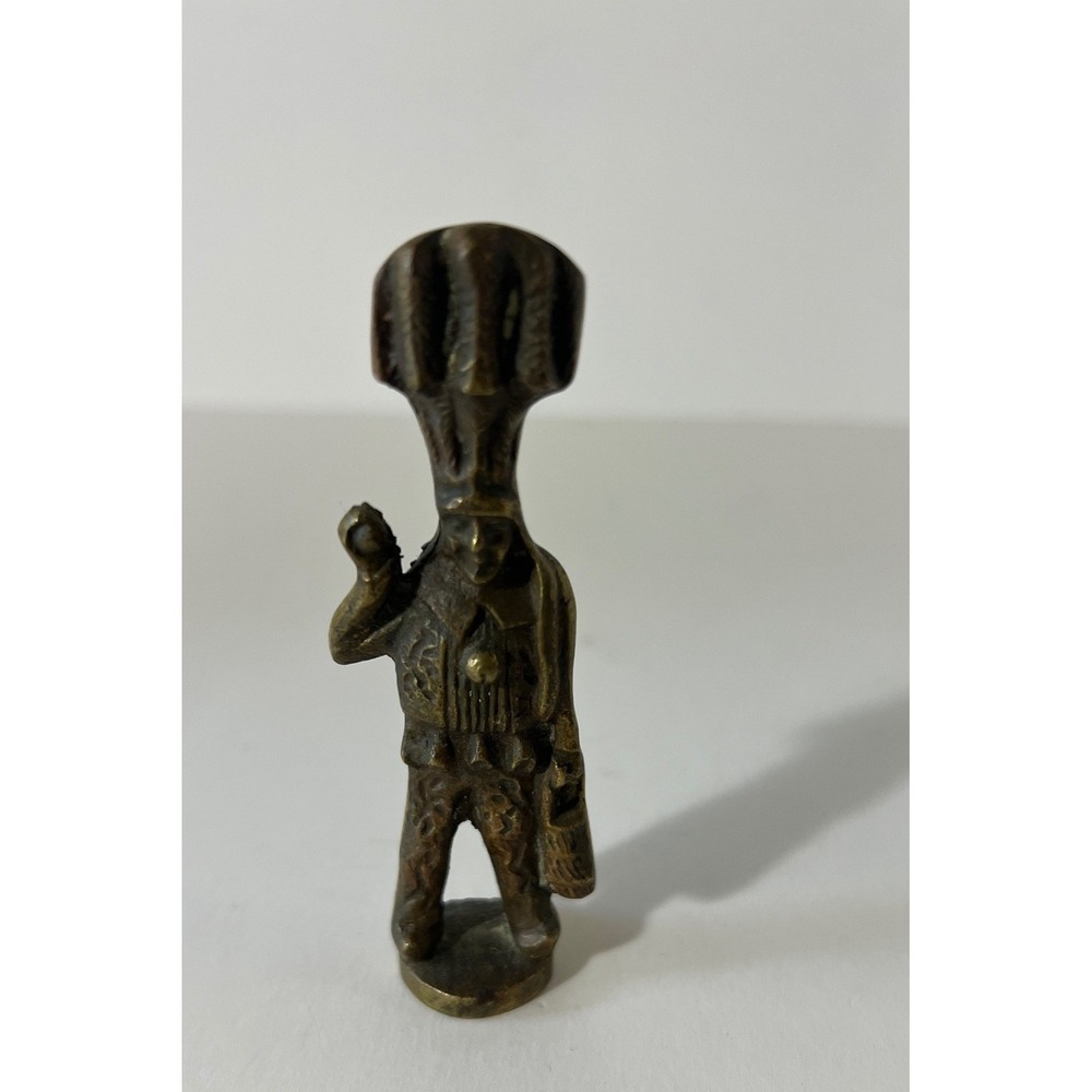 Vintage Brass Harvest‎ Man Baker Hat Head Covering Figurine 3.5"